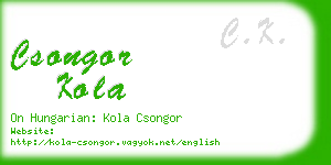 csongor kola business card